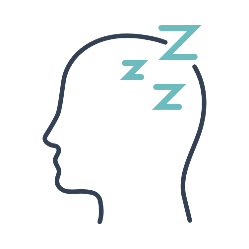 A blue and black picture of a person 's head with the word sleep in it.